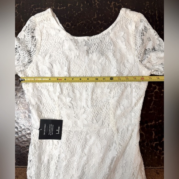 Lulus Allure 'Em In White Lace Bell Sleeve Bodycon Boho Fairycore Mini Dress - Picture 11 of 16